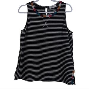 Impressions Striped Casual Tank Top- size L